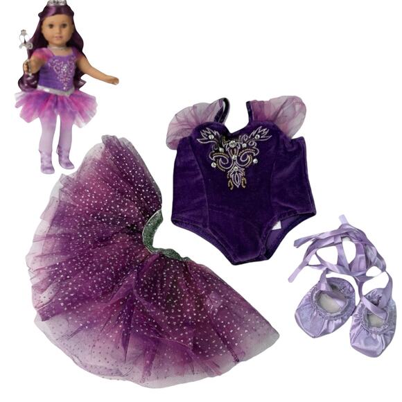 American Girl Leotard Tutu Ballet Slipper Shoes Sugar Plum Fairy Outfit Set New - Picture 8 of 8